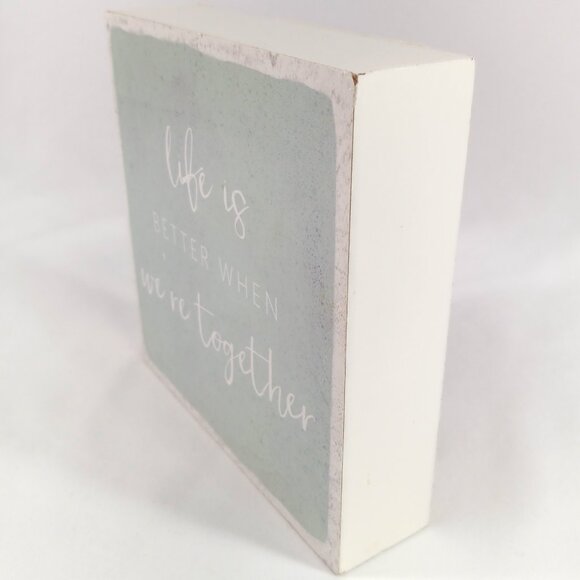 HAPPY LARRY- Life is Better- Wall & Shelf Decor- Mint- 6 X 6- Home Accent - Picture 3 of 7